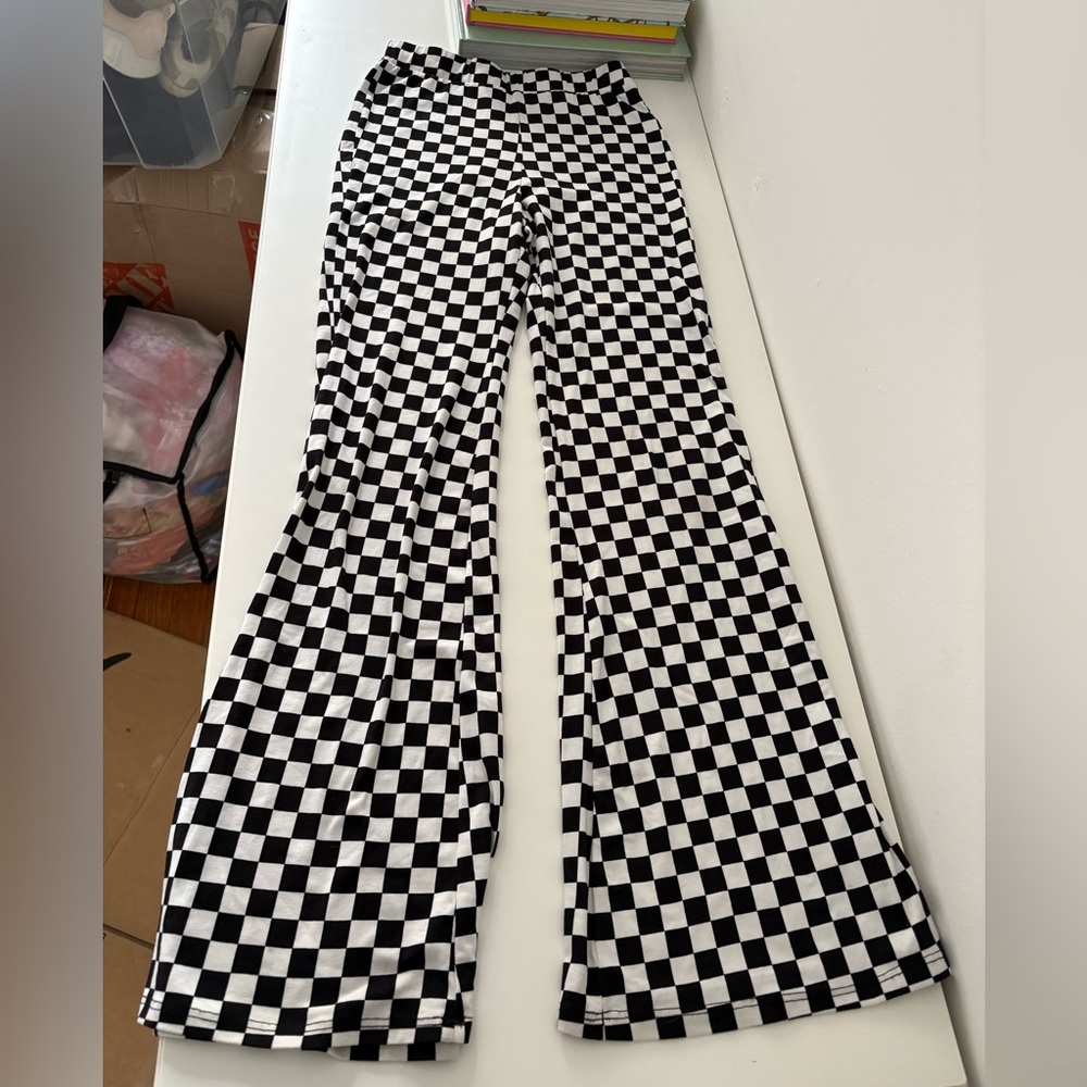 Black and White Checkered Women's Pants